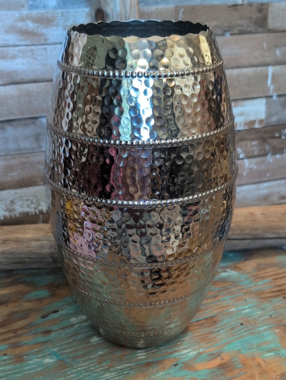 Decorative Hammered Silver Vase